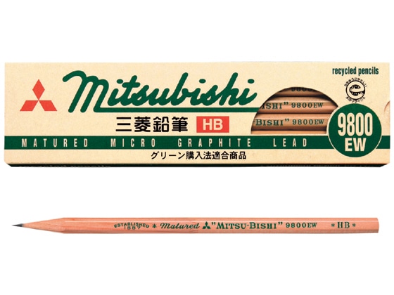 三菱鉛筆 三菱リサイクル鉛筆9800EW HB 12本 K9800EWHB 1打(ご注文単位1打)【直送品】