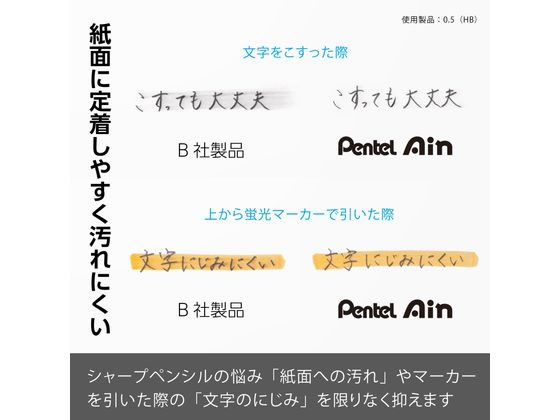 ぺんてる シャープペン替芯 Ain 0.5mm 2B 3個パック 1パック（ご注文単位1パック)【直送品】