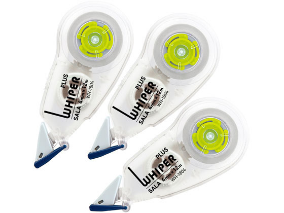 プラス 修正テープ ホワイパーサーラ 3個 4mm グリーン 51-556 1パック（ご注文単位1パック)【直送品】