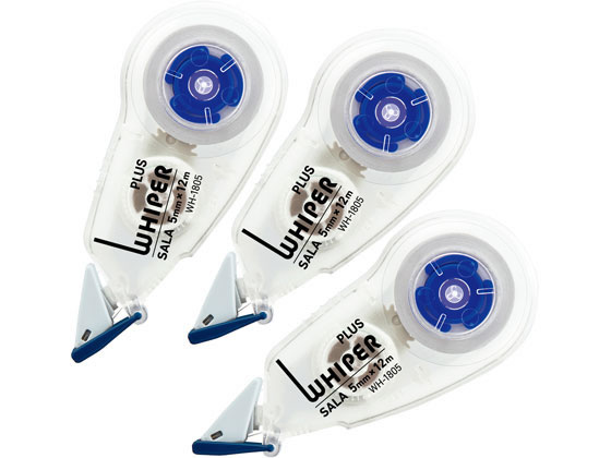 プラス 修正テープ ホワイパーサーラ 3個 5mm ブルー 51-557 1パック（ご注文単位1パック)【直送品】