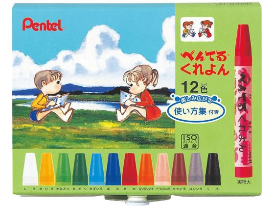 ぺんてる ぺんてる くれよん 12色 PTCR-12 1セット(ご注文単位1セット)【直送品】