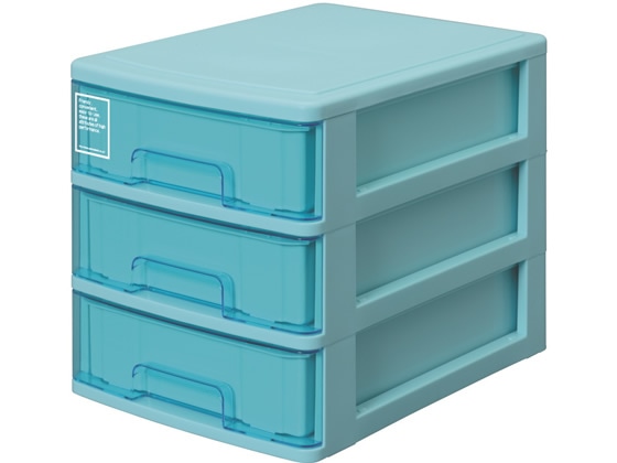 サンコープラスチック A4レターケース浅型3段 シルキー403 ブルー 1個(ご注文単位1個)【直送品】