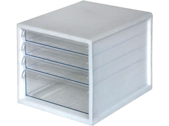 ナカバヤシ A4レターケース 浅型3段・深型1段 白 A4E-04W 1個(ご注文単位1個)【直送品】