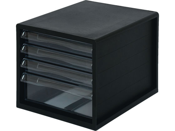 ナカバヤシ A4レターケース 浅型3段・深型1段 黒 A4E-04B 1個(ご注文単位1個)【直送品】