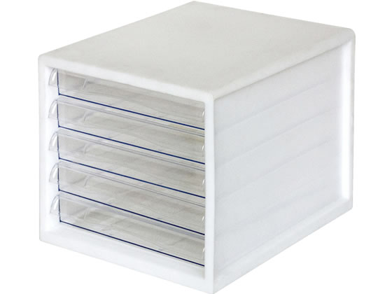 ナカバヤシ A4レターケース 浅型5段 白 A4E-05W 1個(ご注文単位1個)【直送品】