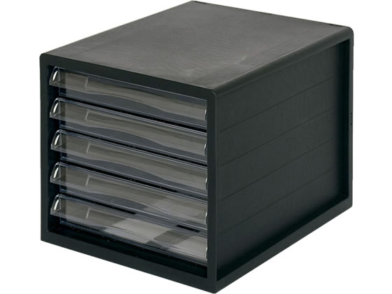 ナカバヤシ A4レターケース 浅型5段 黒 A4E-05B 1個(ご注文単位1個)【直送品】