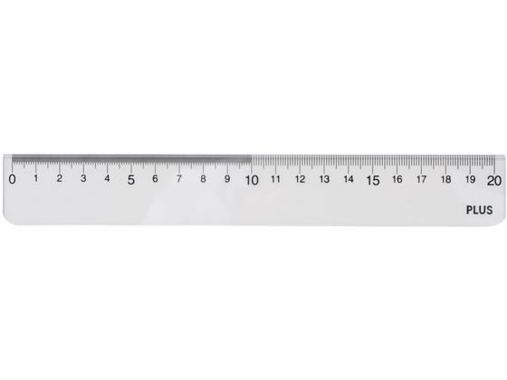 プラス 再生PET直定規 20cm 透明 47-188 1本(ご注文単位1本)【直送品】