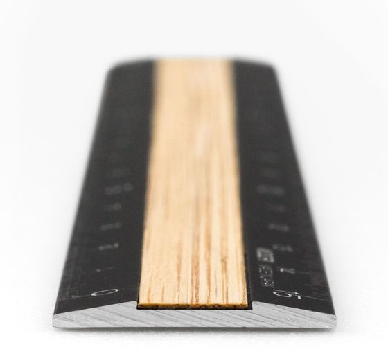 ミドリ アルミ&ウッド定規 15cm 黒 42270006 1本(ご注文単位1本)【直送品】