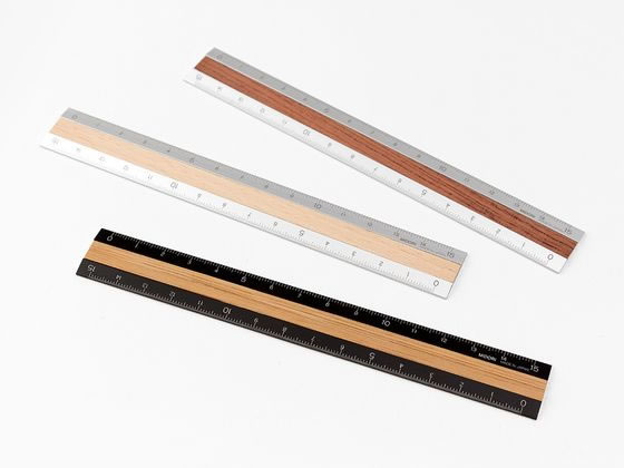 ミドリ アルミ&ウッド定規 15cm 黒 42270006 1本(ご注文単位1本)【直送品】