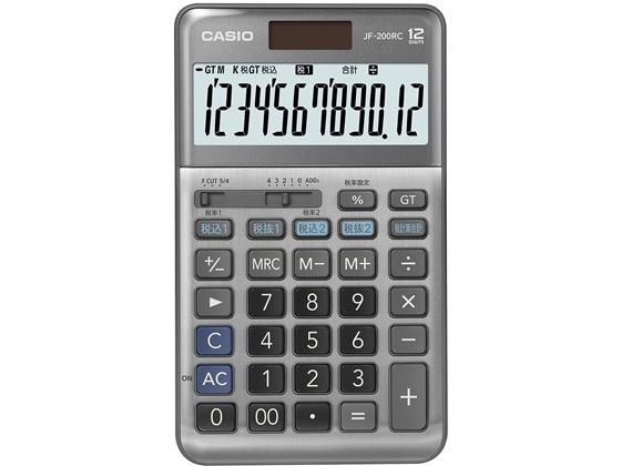 カシオ 軽減税率電卓 ジャストタイプ 12桁 JF-200RC-N 1台(ご注文単位1台)【直送品】