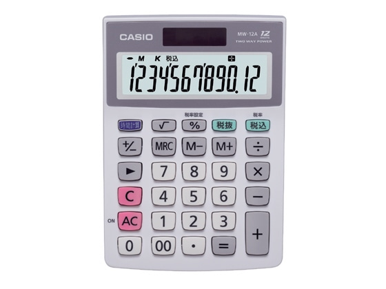 カシオ ミニジャストサイズ電卓 MW-12A-N 1個（ご注文単位1個)【直送品】