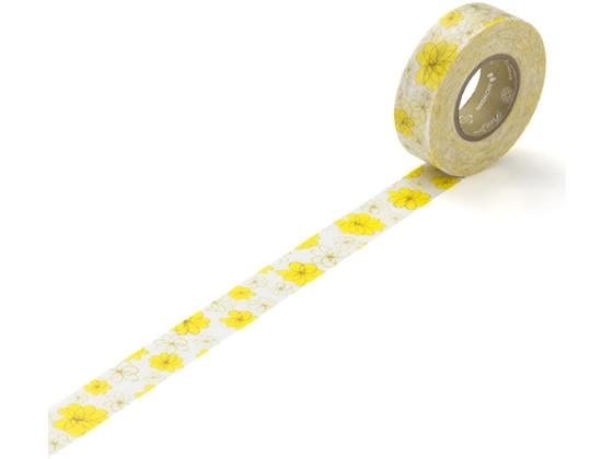 ニチバン Petit joie マスキングテープ フラワー(イエロー) PJMT-15S035 1巻(ご注文単位1巻)【直送品】