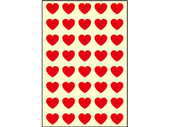 オキナ パリオシール ハート(型抜タイプ)赤 40片×5枚 PS811 1袋（ご注文単位1袋)【直送品】