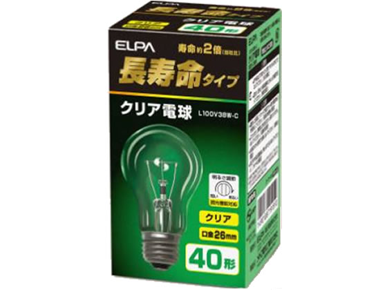 朝日電器 長寿命 クリア電球 40W形 L100V38W-C 1個(ご注文単位1個)【直送品】