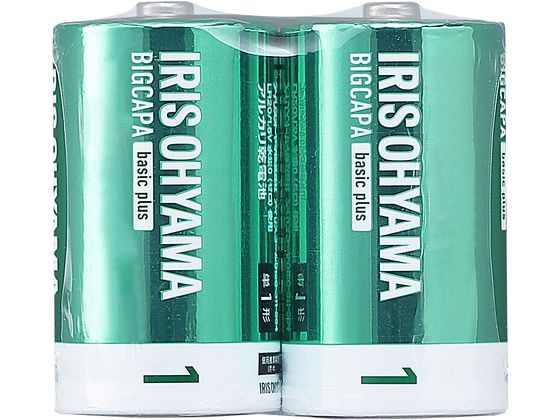 アイリスオーヤマ BIGCAPA basic plus アルカリ乾電池 単1形2本 1パック(ご注文単位1パック)【直送品】