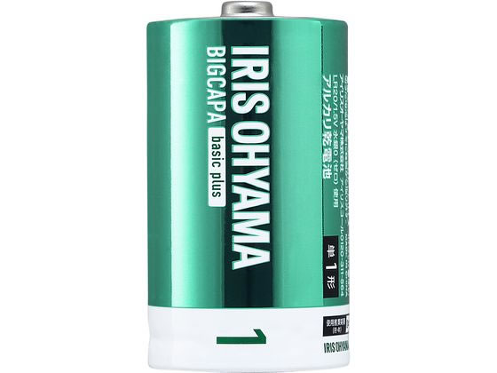アイリスオーヤマ BIGCAPA basic plus アルカリ乾電池 単1形2本 1パック(ご注文単位1パック)【直送品】