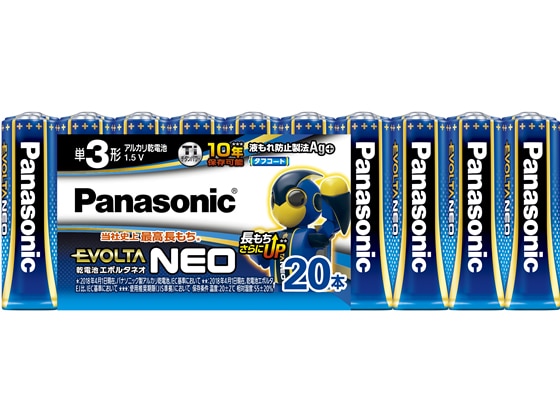 パナソニック 乾電池 エボルタネオ 単3形 20本 LR6NJ 20SW 1パック(ご注文単位1パック)【直送品】