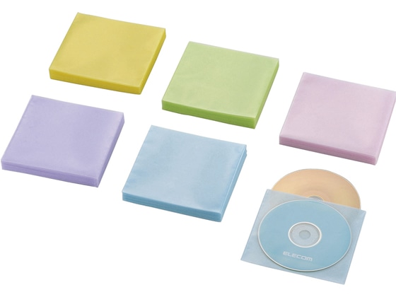 エレコム 不織布Blu-ray対応ケース120枚収納 5色アソート 1パック（ご注文単位1パック)【直送品】