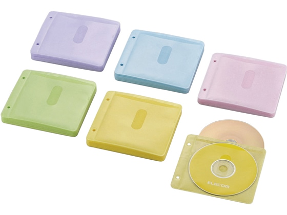 エレコム 不織布Blu-ray対応ケース2穴5色アソート CCDNBWB120ASO 1パック（ご注文単位1パック)【直送品】