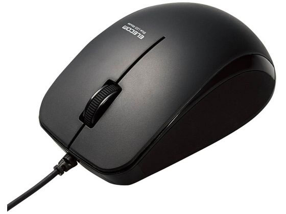 エレコム マウス 有線 抗菌 静音 ブルーLED 3ボタン ブラック 1個（ご注文単位1個)【直送品】