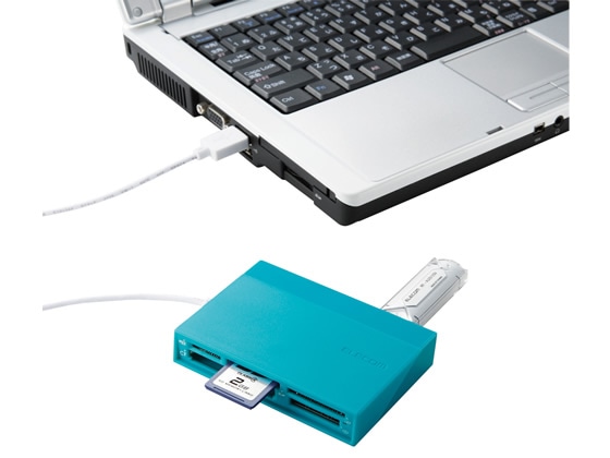 エレコム 48+5メディア USBハブ付きメモリリーダライタ ブラック MR-C24BK 1個(ご注文単位1個)【直送品】