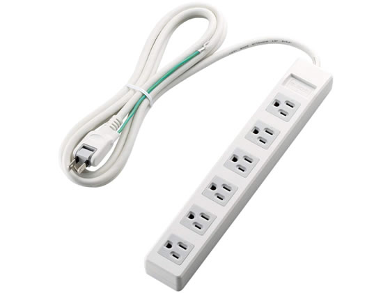 エレコム 3ピンプラグ対応タップ 6個口 2.5m マグネット付 ホワイト 1個(ご注文単位1個)【直送品】