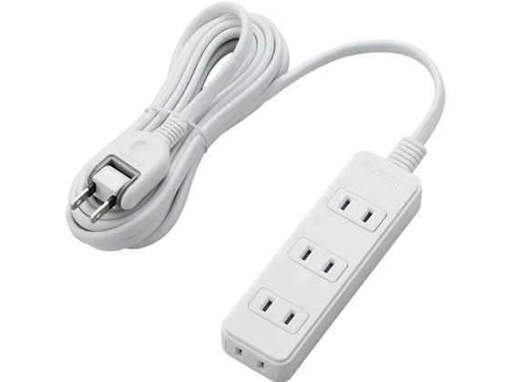 エレコム スイングプラグ電源タップ 2P式4個口 3m T-S02-2430WH 1個(ご注文単位1個)【直送品】