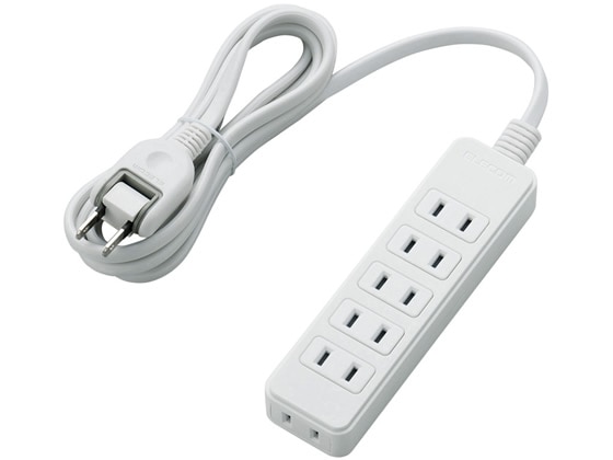 エレコム スイングプラグ電源タップ 2P式6個口 2m T-S02-2620WH 1個(ご注文単位1個)【直送品】