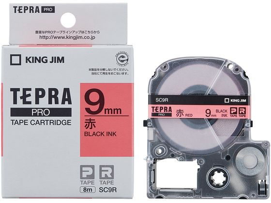 キングジム PRO用テープ パステル 9mm 赤 黒文字 SC9R 1個（ご注文単位1個)【直送品】