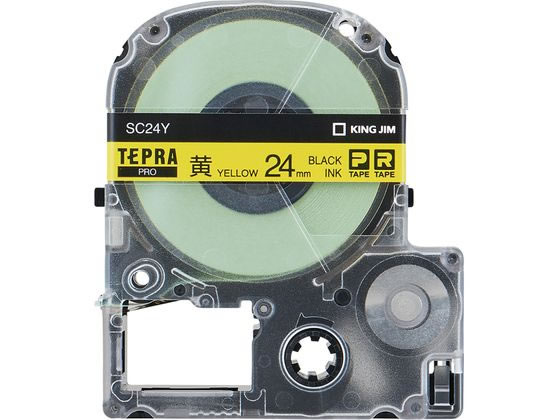 キングジム PRO用テープ パステル 24mm 黄 黒文字 SC24Y 1個（ご注文単位1個)【直送品】