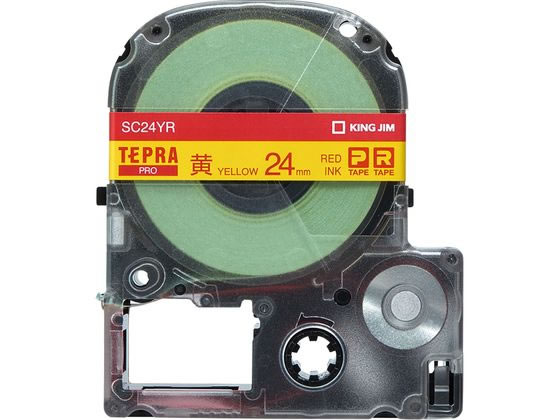キングジム テプラPRO用テープ24mm(パステル)黄 赤文字 SC24YR 1個（ご注文単位1個)【直送品】