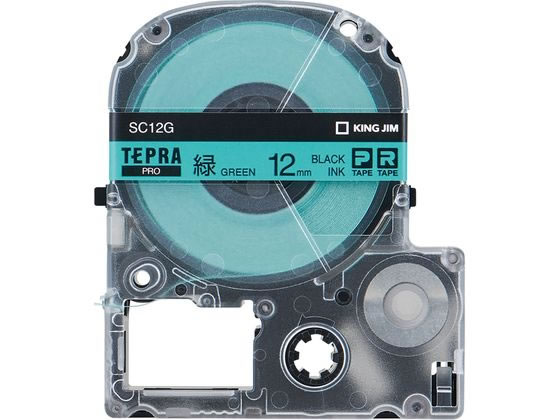 キングジム PRO用テープ パステル 12mm 緑 黒文字 SC12G 1個（ご注文単位1個)【直送品】