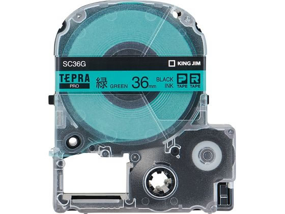 キングジム PRO用テープ パステル 36mm 緑 黒文字 SC36G 1個（ご注文単位1個)【直送品】