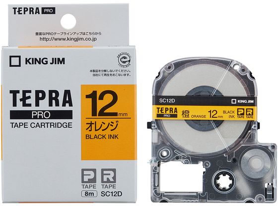 キングジム PRO用テープ パステル 12mm オレンジ 黒文字 SC12D 1個(ご注文単位1個)【直送品】