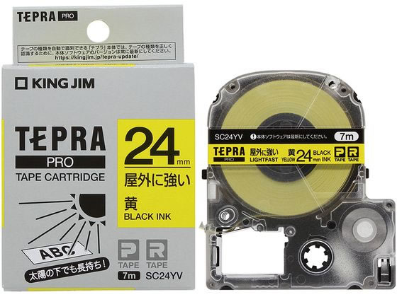キングジム テプラPRO屋外に強いラベル24mm 黄 黒文字 SC24YV 1個(ご注文単位1個)【直送品】