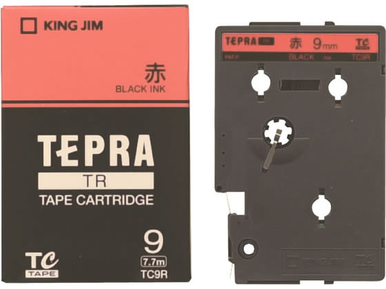キングジム TR用テープ パステル 9mm 赤 黒文字 TC9R 1個（ご注文単位1個)【直送品】
