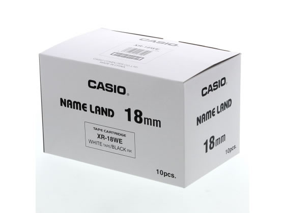 カシオ ネームランド 18mm 白 黒文字 10個パック XR-18WE 1箱（ご注文単位1箱)【直送品】