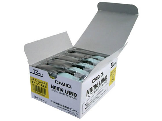 カシオ ネームランド 12mm 黄 黒文字 5個パック XR-12YW-5PE 1箱(ご注文単位1箱)【直送品】