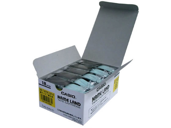 カシオ ネームランド 18mm 黄 黒文字 5個パック XR-18YW-5PE 1箱(ご注文単位1箱)【直送品】