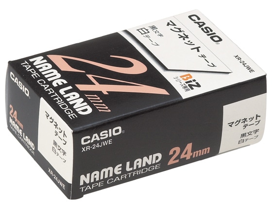 カシオ ネームランド用テープ マグネット 24mm 白 黒文字 XR-24JWE 1個(ご注文単位1個)【直送品】