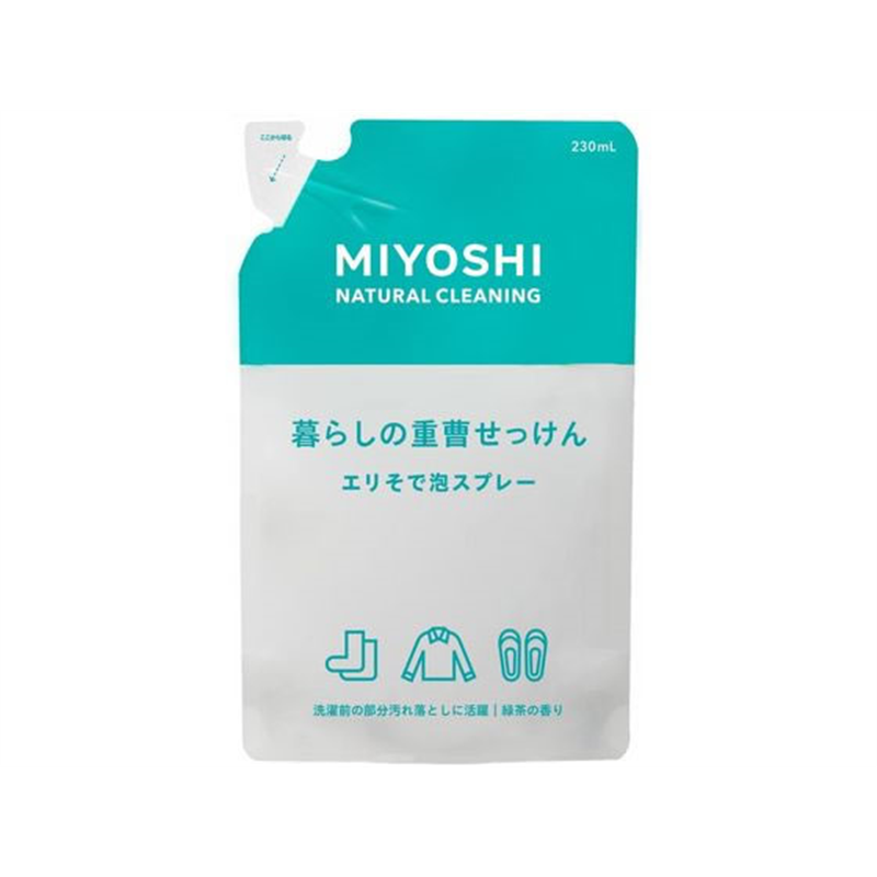 ミヨシ石鹸 暮らしの重曹せっけんエリそで泡スプレー詰替230ml 1個（ご注文単位1個)【直送品】