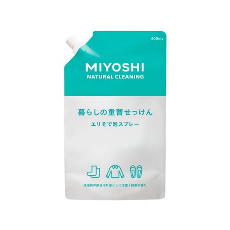 ミヨシ石鹸 暮らしの重曹せっけん エリそで泡スプレー スパウト 1パック（ご注文単位1パック)【直送品】