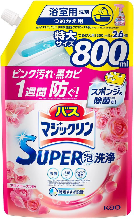 KAO バスマジックリンSUPER泡洗浄 アロマローズ 替 800ml 1個（ご注文単位1個)【直送品】