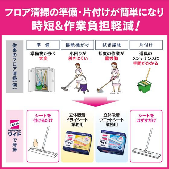 KAO クイックルワイパーワイド 業務用 本体 1本(ご注文単位1本)【直送品】
