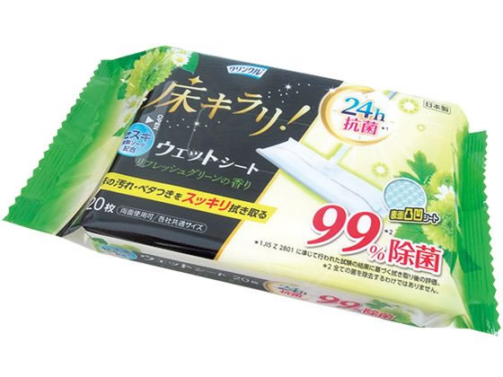 Life-do.Plus クリンクル 床キラリ フローリングウェットシートリフレッシュグリーン 1パック（ご注文単位1パック)【直送品】