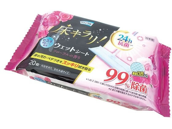 Life-do.Plus クリンクル 床キラリ フローリングウェットシート フローラル 20枚 1パック（ご注文単位1パック)【直送品】