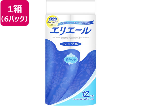 大王製紙 エリエール トイレットティシュー 55m シングル 12ロール×6袋 1箱（ご注文単位1箱)【直送品】