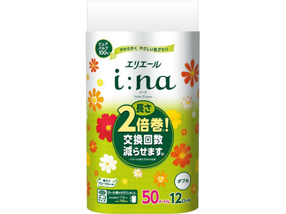 大王製紙 エリエール イーナ トイレットティシュー 50mダブル 12ロール 1パック（ご注文単位1パック)【直送品】