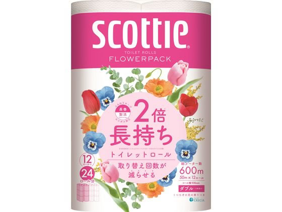 クレシア スコッティ フラワーパック 2倍長持ち 12ロール ダブル 26319 1パック（ご注文単位1パック)【直送品】