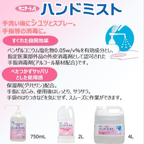 ライオンハイジーン サニテートA ハンドミスト 2L 1個(ご注文単位1個)【直送品】
